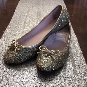Kate Spade gold glitter ballet flats